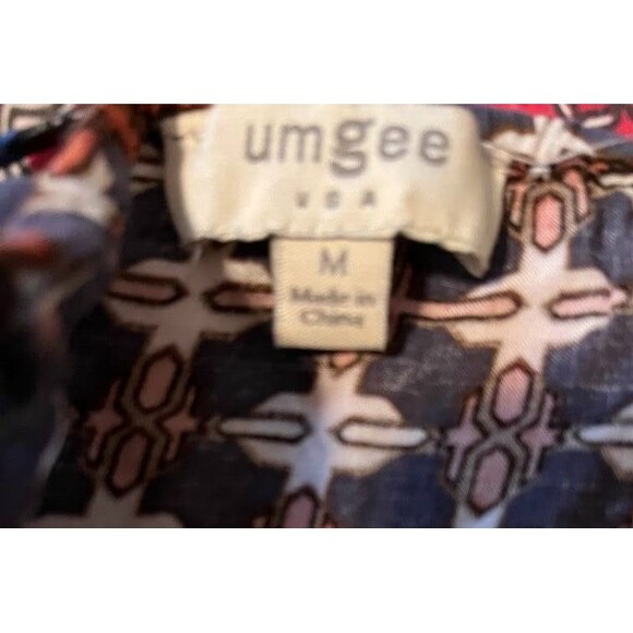Umgee Tunic Dress M Blue Multi Print Flutter Sleeve Boho Chic Cottagecore Casual - Picture 3 of 6